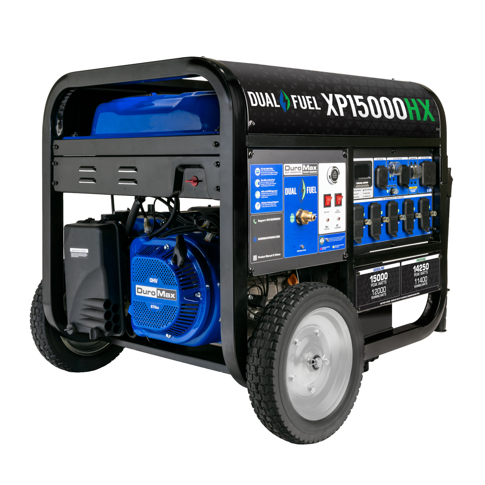 DuroMax XP15000HX Electric Start Dual Fuel Portable Generator