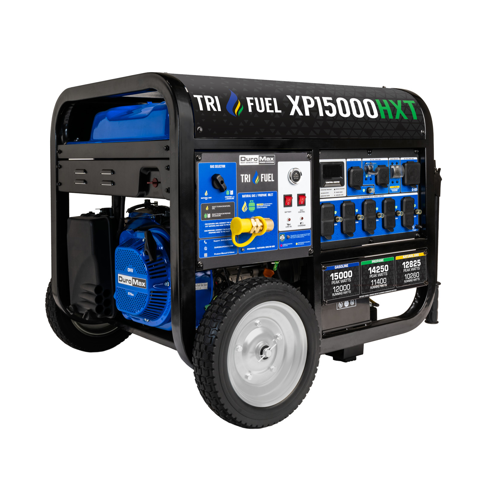 DuroMax XP15000HXT Electric Start Tri-Fuel Portable Generator