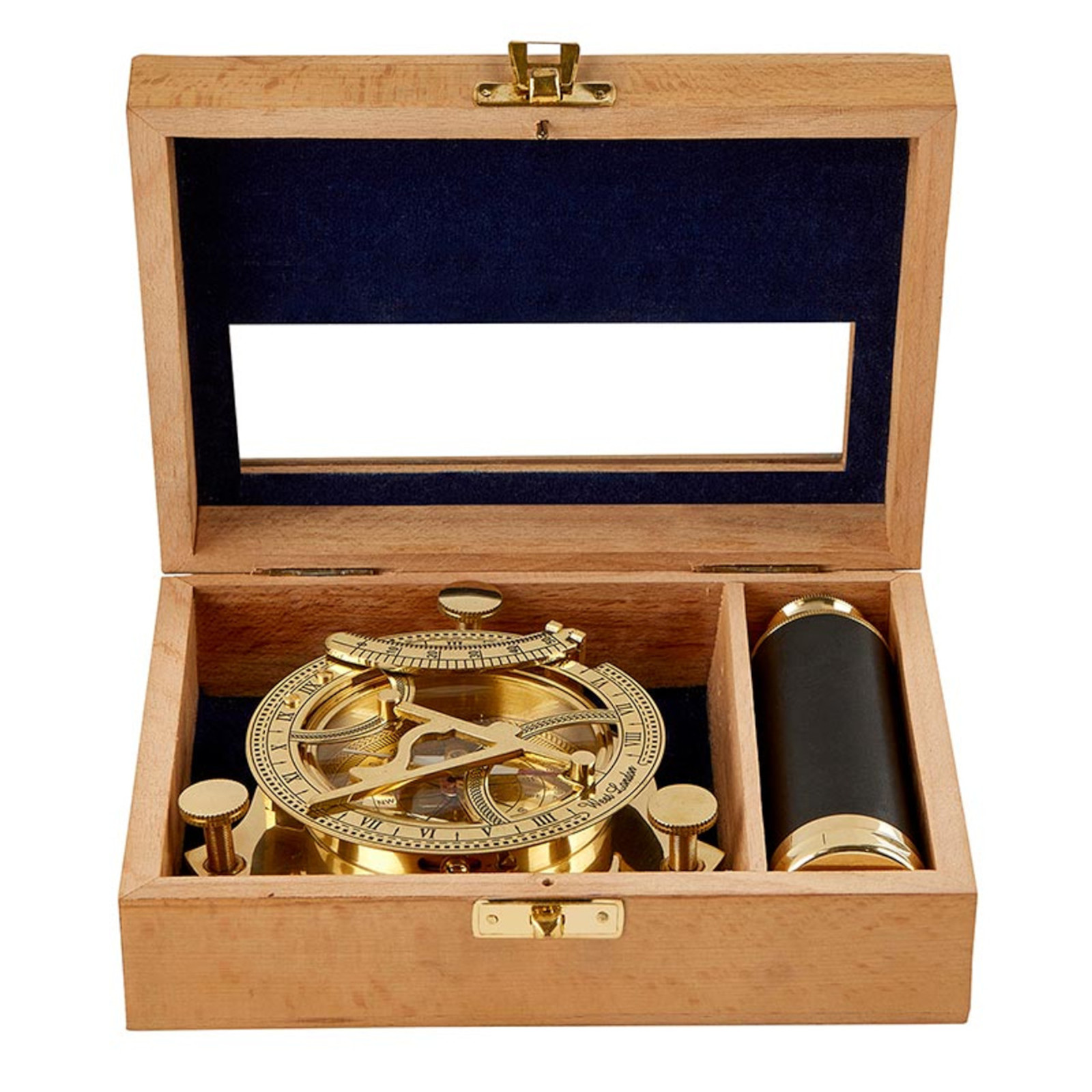 Cole Wheeler Explorer's Legacy: Vintage Brass Compass And Telescope Set